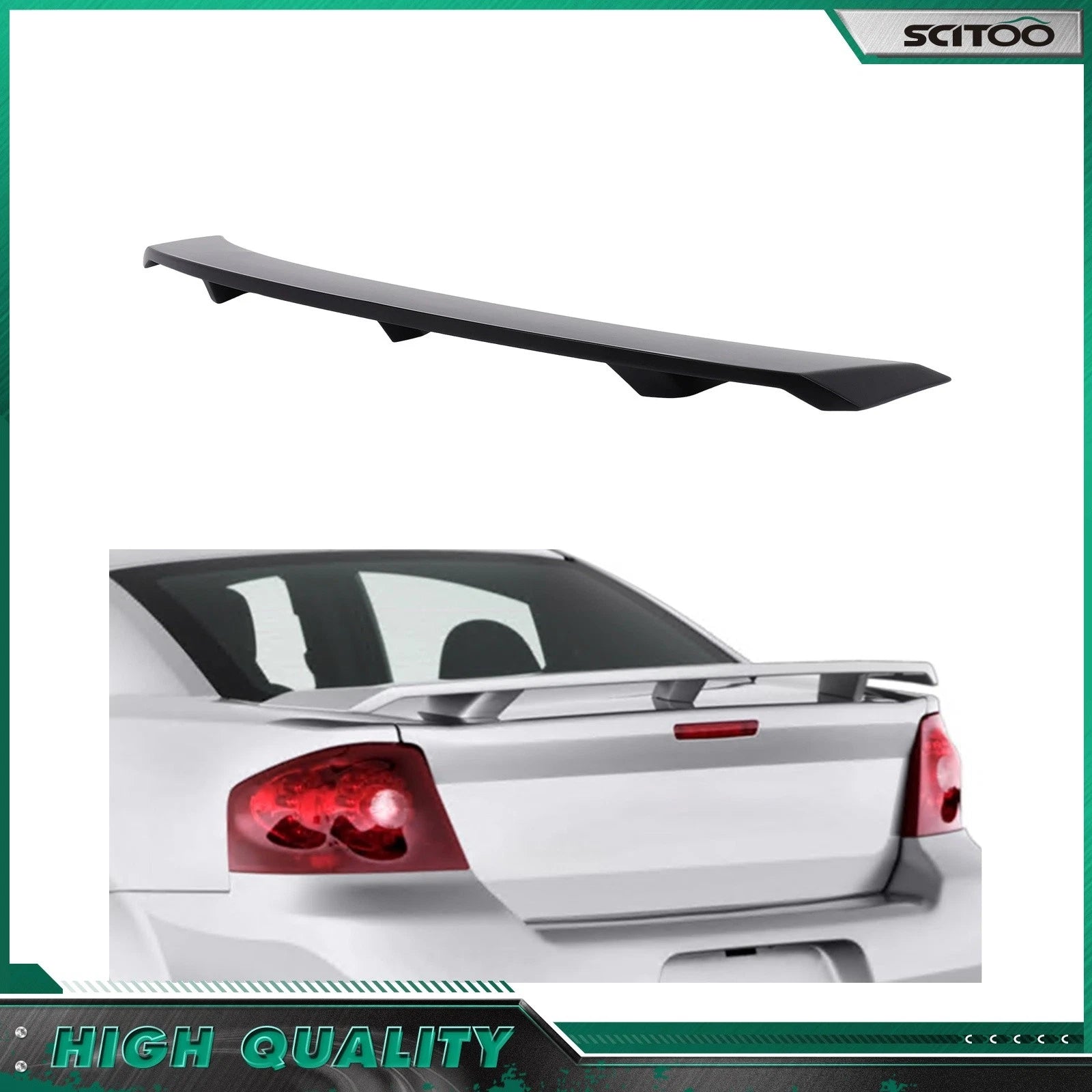 Spoiler Wing for Dodge Avenger (2008–2014) Matte Black ABS