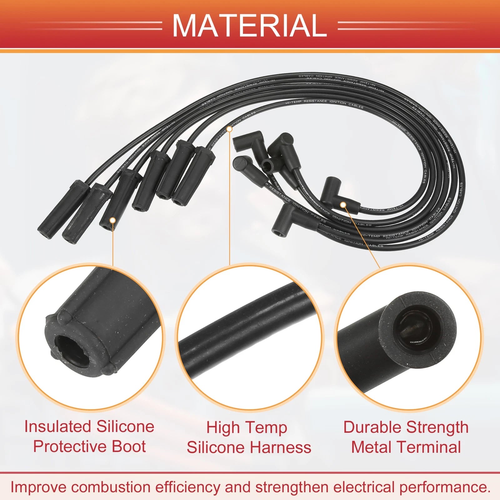 6X Spark Plug Wire Ignition Coil Cable No. 12192470 for Buick LeSabre Lucerne (2000–2011)
