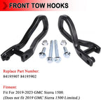 Set of 2 Black Front Tow Recovery Hooks w/ Bolts for GMC Sierra 1500 (2019–2022)