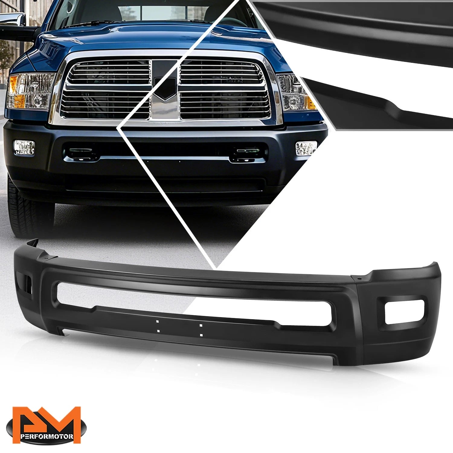 Front Bumper Face Bar for Dodge Ram 2500 3500 (2010–2018) w/ Fog Light Holes Black