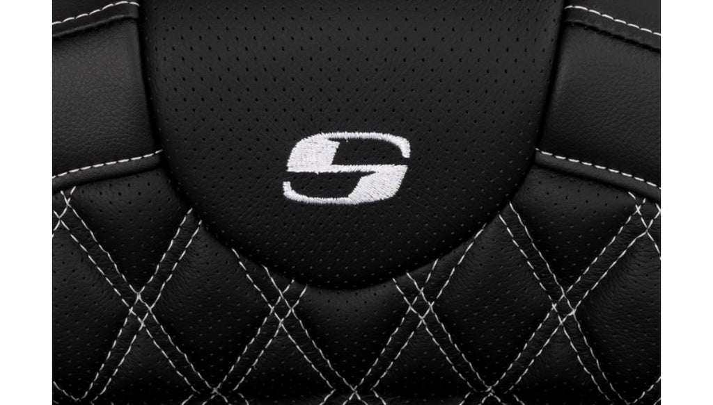 Saddlemen Roadsofa Seat Backrest for Harley Touring (2008–2023) White Lattice Stitch
