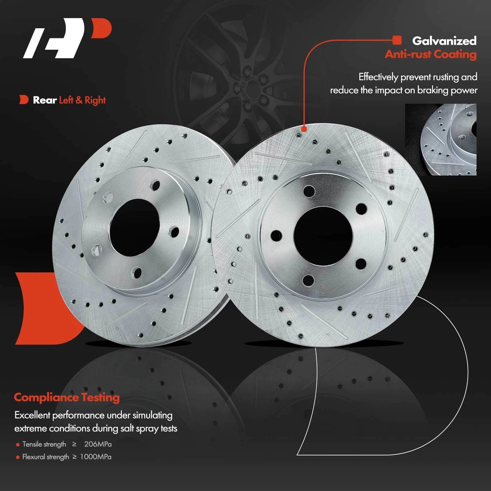 Front Drilled Brake Rotors for Ford Escape (2001-2007)