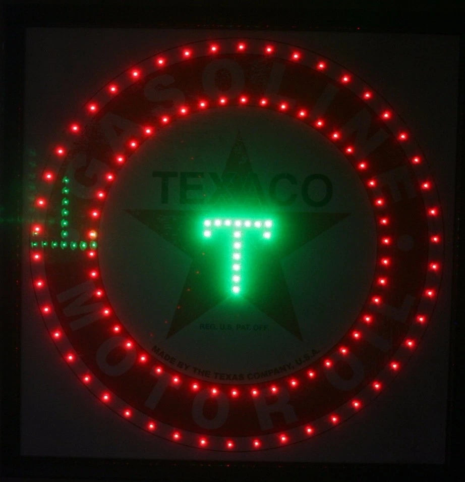 LED Lighted Texaco Gasoline Motor Oil Sign for Man Cave Garage Shop