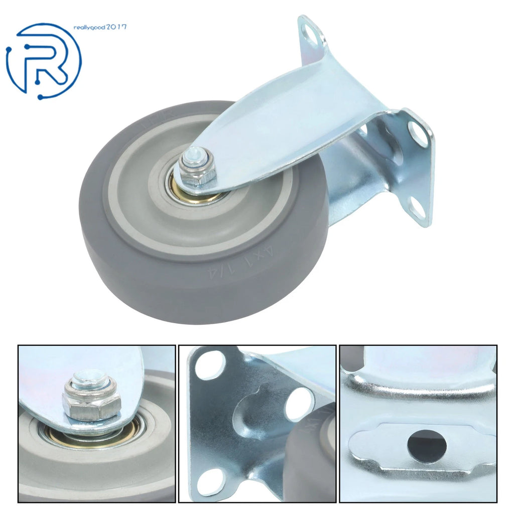 Set of 4 Heavy Duty 4-Inch Casters with Side Brakes