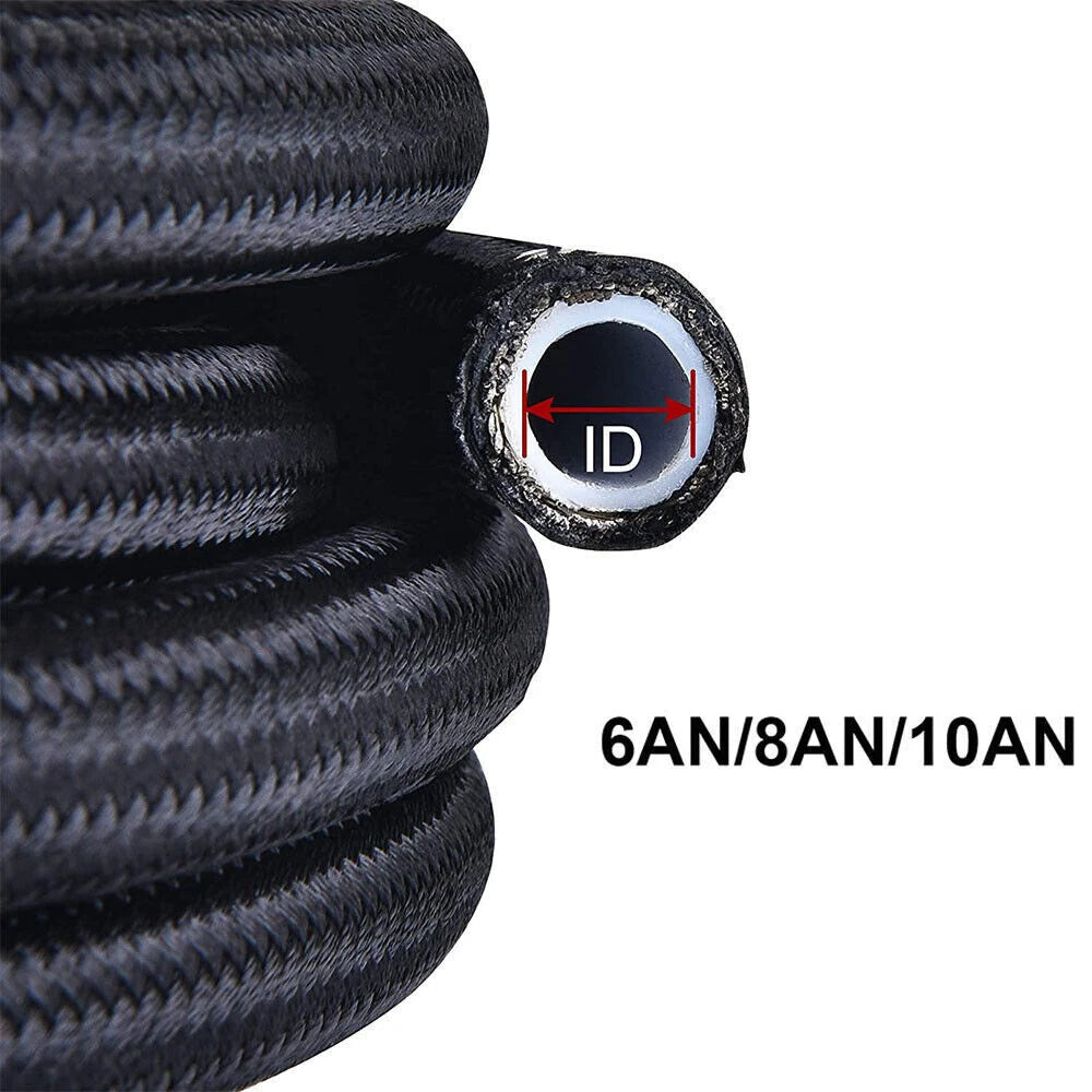 PTFE Fuel Line Hose Kit for 6/8/10AN Black Nylon (E85) for US (2010-2016)