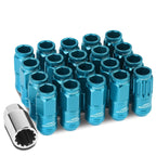 Open-End Aluminum Sky Blue Lug Nuts + Adapter M12x1.25 for