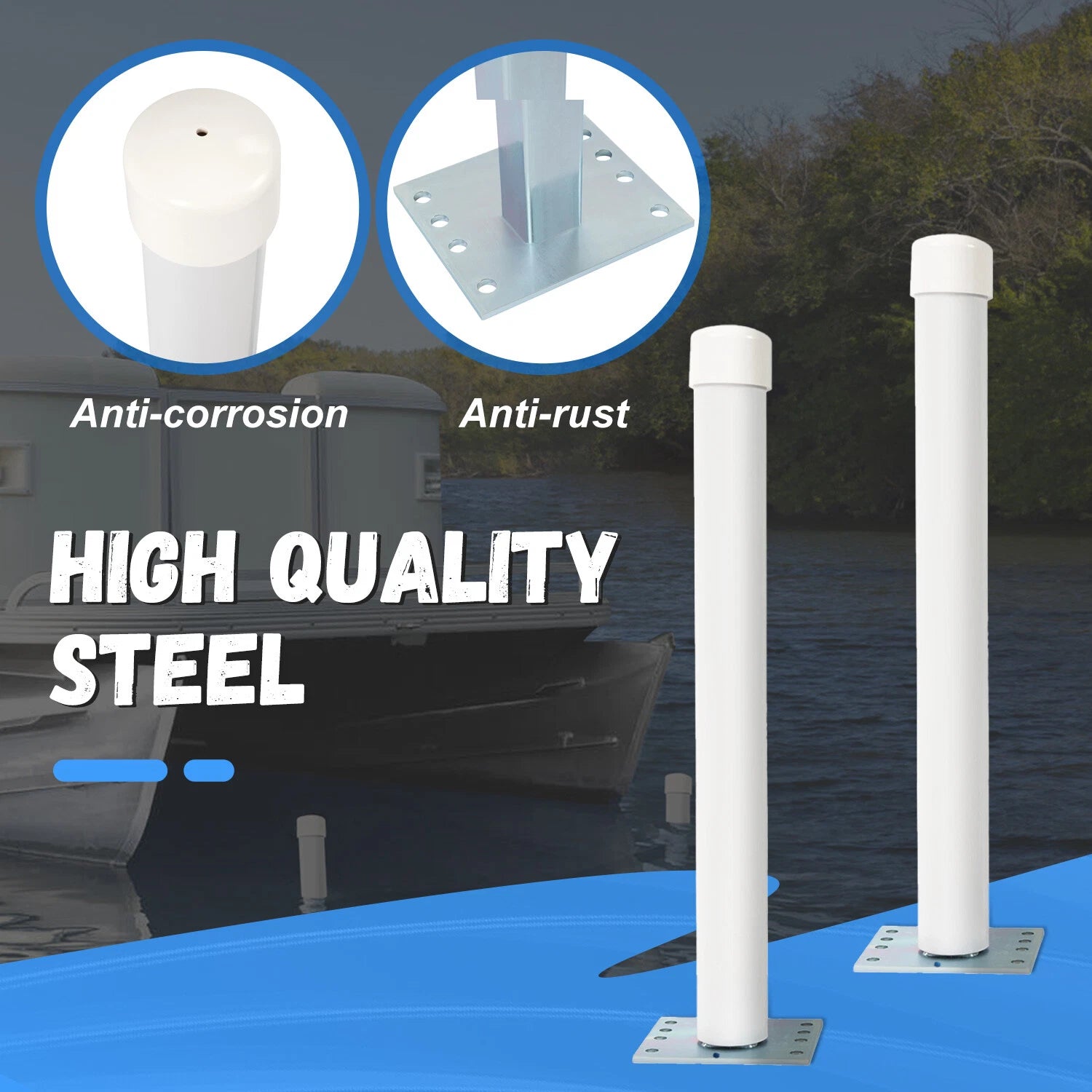 2X 22” Steel Boat Trailer Post Guides for Pontoon Ski Fishing Boat