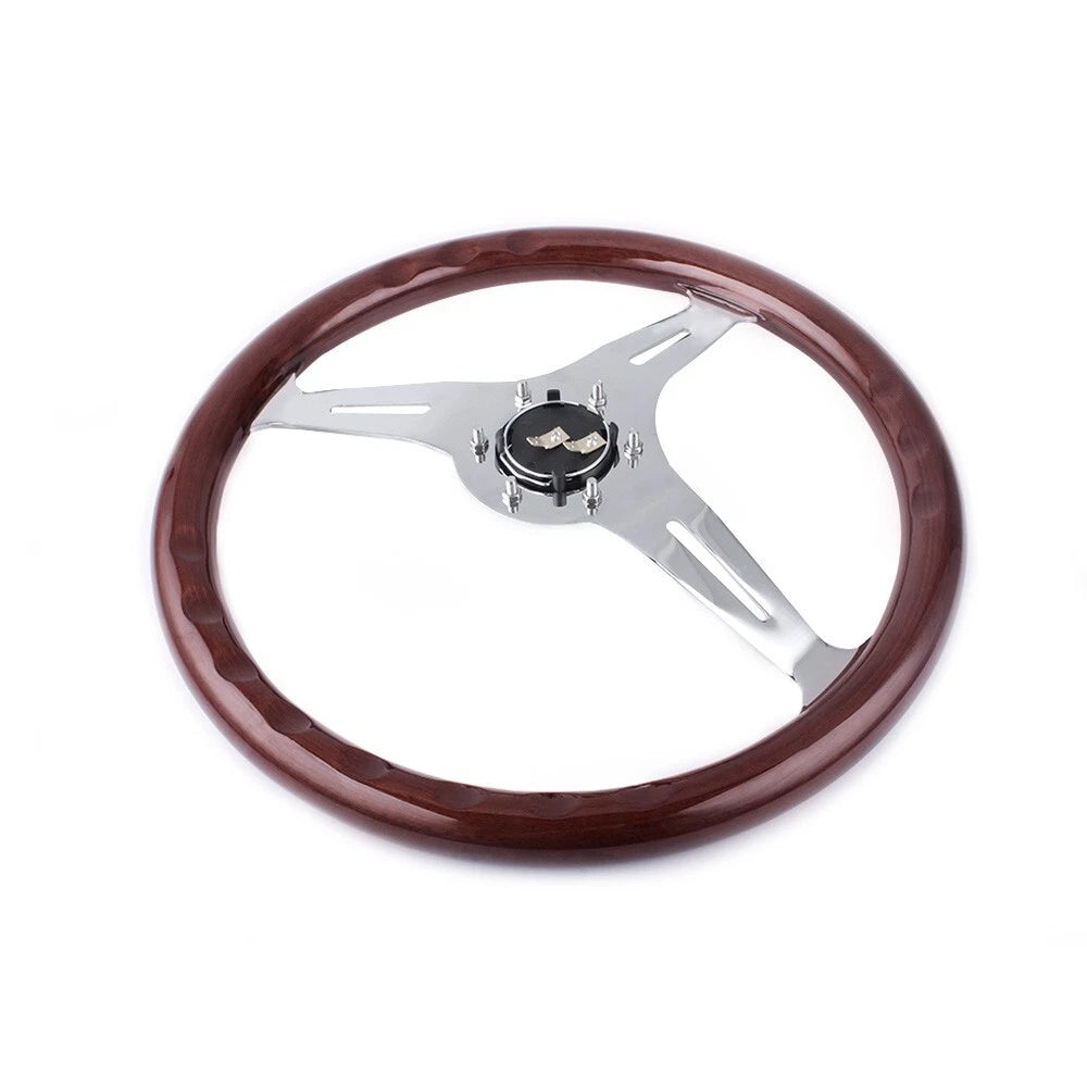 15in Wood Steering Wheel + 161H Short Hub Adapter for Ford F150/F250/Ranger (1992–1997)