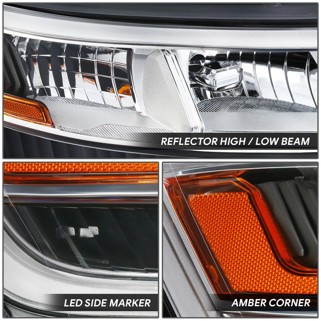 LED DRL Headlight Right Passenger Side for Ford Explorer (2016–2018) Chrome
