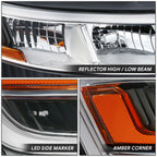 LED DRL Headlight Right Passenger Side for Ford Explorer (2016–2018) Chrome