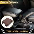 Armrest Cover for Ford F-150 (Microfiber Leather, Carbon Fiber, Brown)