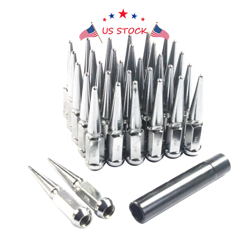Set of 32 Chrome Spike Lug Nuts for Dodge Ram 2500 3500 (1994–2011)
