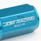 Set of 20 M12X1.5 Sky Blue Aluminum Lug Nuts with Caps for JDM Vehicles
