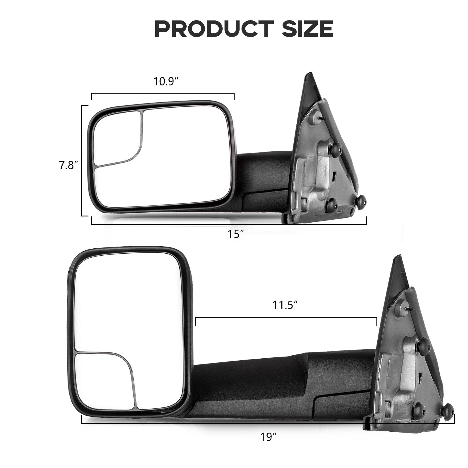 Set of 2 Manual Side Towing Mirrors for Dodge Ram 1500/2500/3500 (2002–2009)