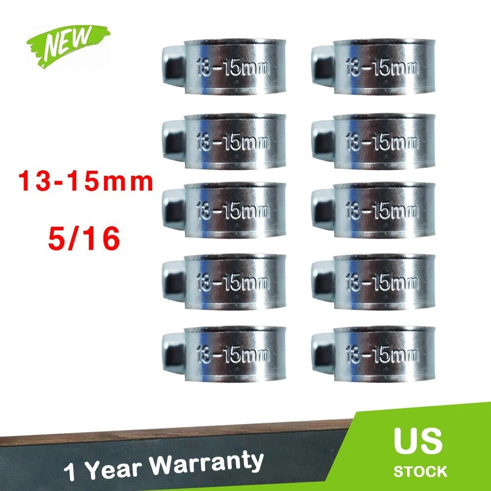 Set of 10 Fuel Injection Hose Clamps for Auto (Various Models)