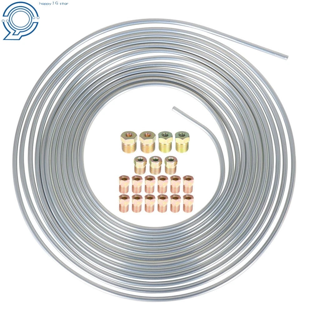 25Ft 3/16 Inch Brake Line Kit for Universal Vehicles (Zinc Coated)