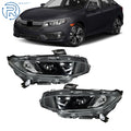 2X Headlight Assembly for Honda Civic (2016–2021) with LED DRL Black Housing