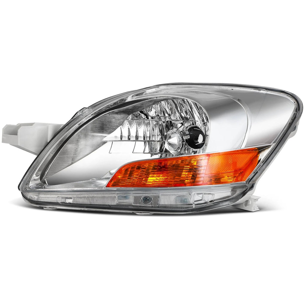 2X Headlight Assembly for Toyota Yaris (2007–2011) - Chrome Amber