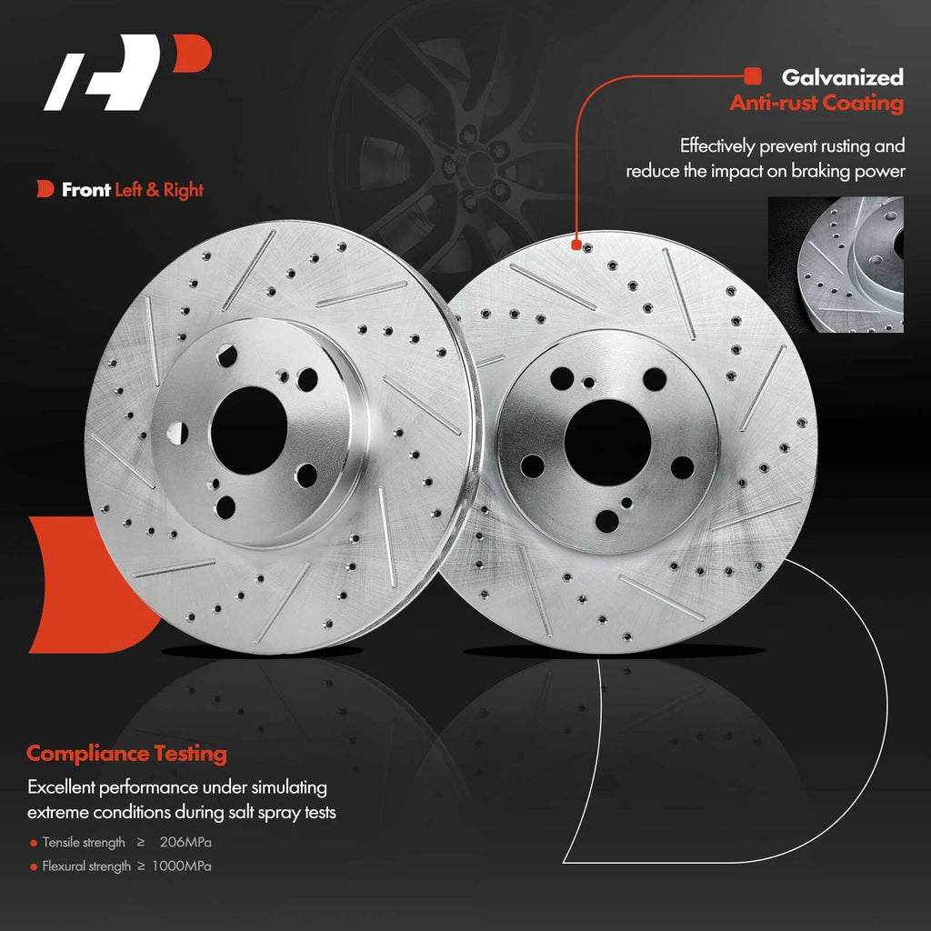 Front Drilled Brake Rotor, Pad & Caliper for Toyota Corolla Matrix (2003-2008)