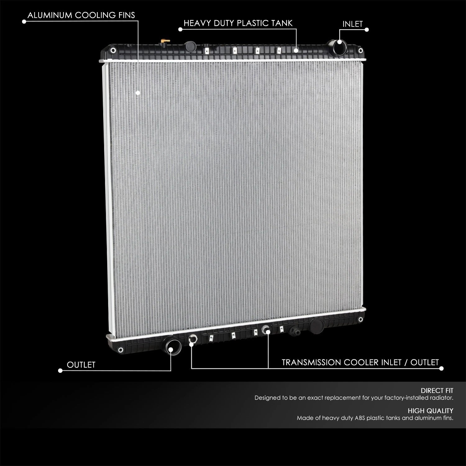 2-Row Aluminum Radiator for Western Star 4900EX/4900FA/4900SA (2011–2012)