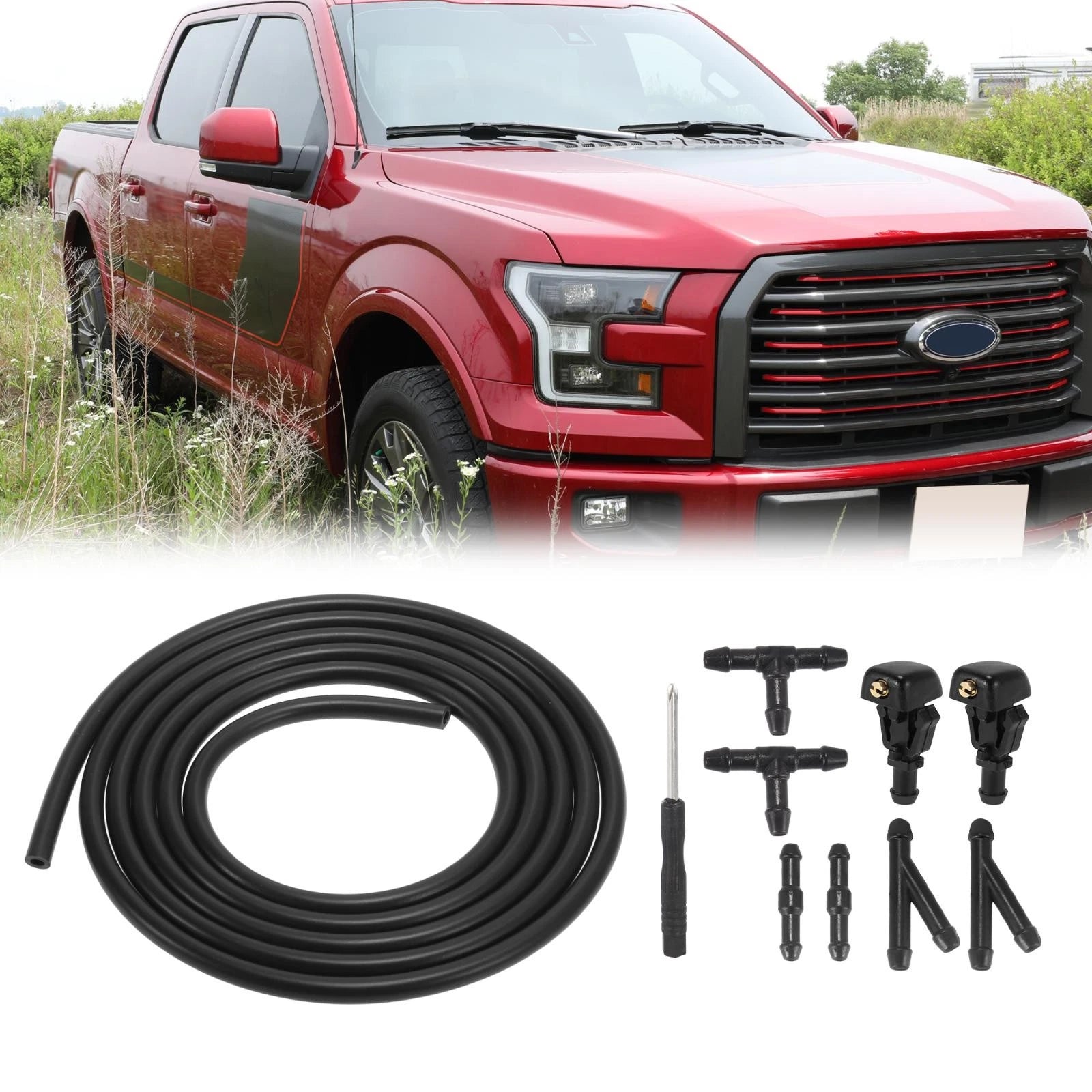 Front Windshield Washer Nozzles Kit for Ford Econoline (2008–2013) 3W7Z17603AA