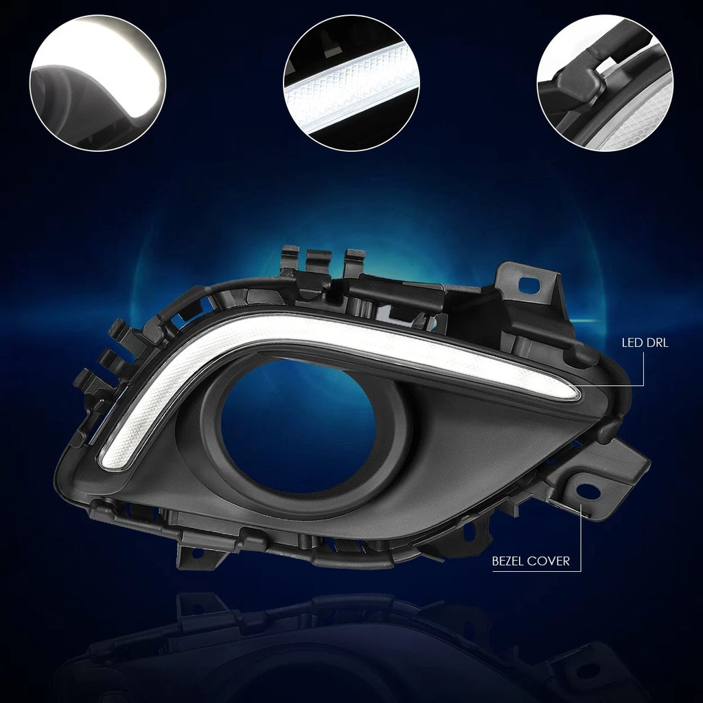 Clear Lens Front Bumper Fog Light Bezel Cover with LED DRL for Mazda 6 (2014–2016)