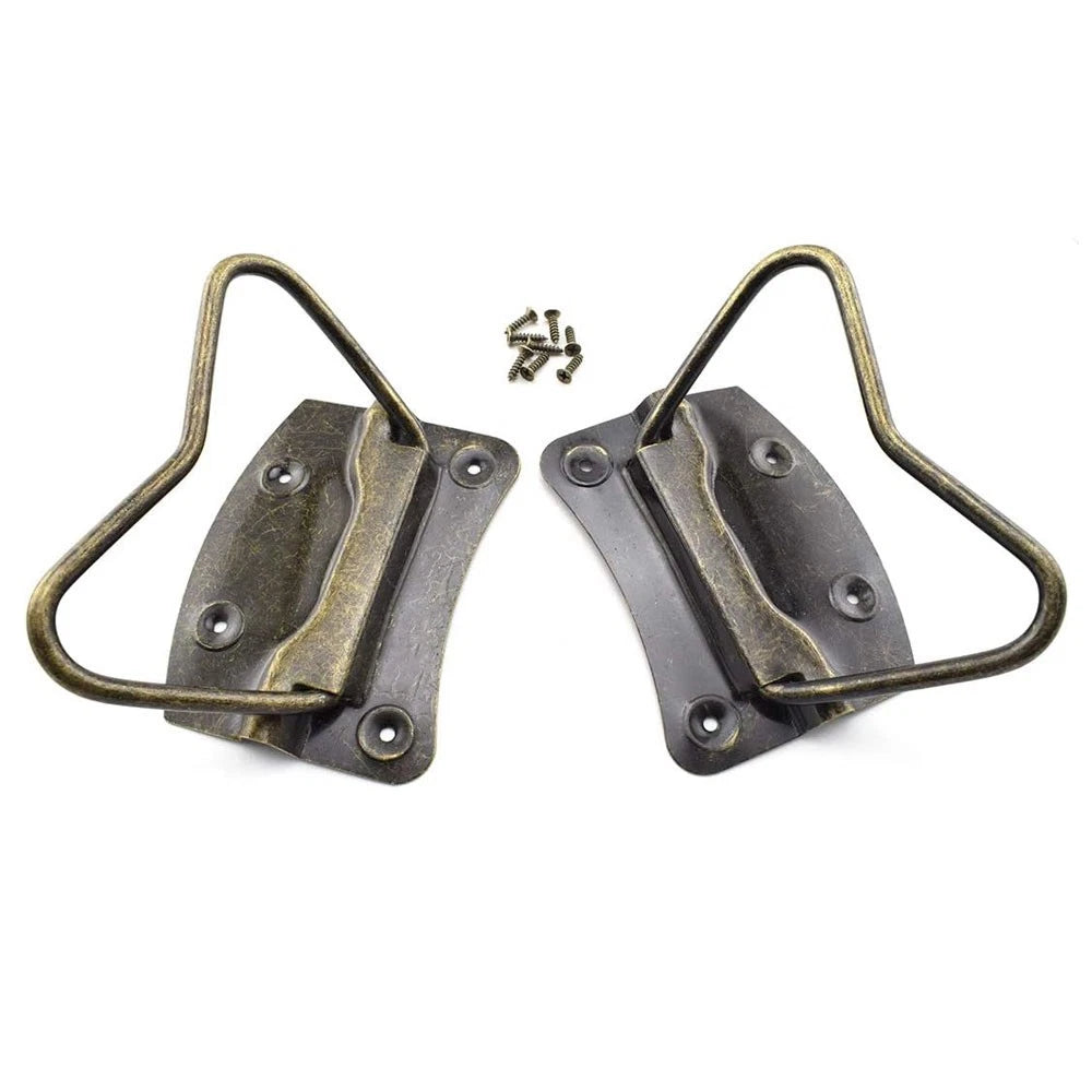 Set of 4 Antique Bronze Wooden Box Pull Handles for Suitcase, Toolbox, Jewelry Box