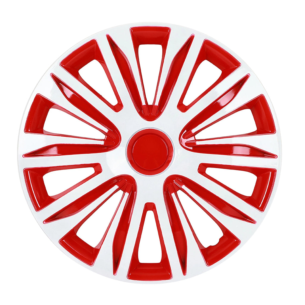 Set of 4 Wheel Hub Caps for 17" Rims - Red & White