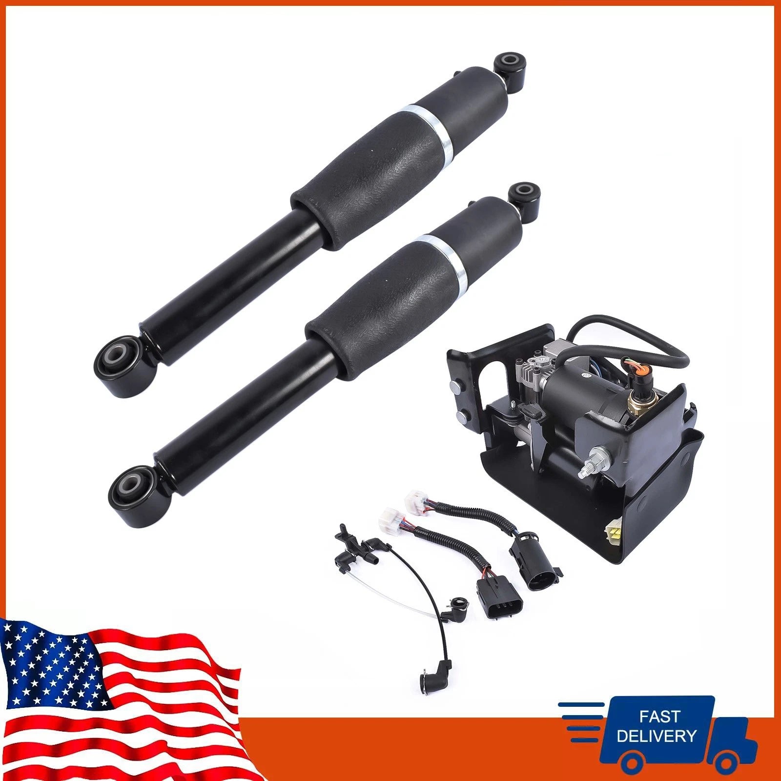 2X Rear Air Shocks with Compressor Pump for Chevy Avalanche GMC Yukon XL (2002–2013)
