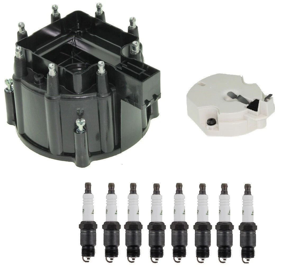 Distributor Rotor Cap & Spark Plugs Kit for Chevy C10 GMC C1500 K1500 (1973–1995)