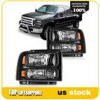2X Headlight Assembly for Ford F-250 F-350 F-450 F-550 Super Duty (2005–2007)