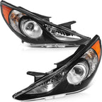 Set of 2 Headlights for Hyundai Sonata (2011–2014) Black Housing