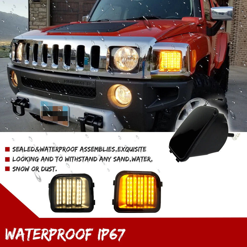 Sequential Switchback LED Smoke Front Corner Signal Lamp for Hummer H3 (2006–2010)