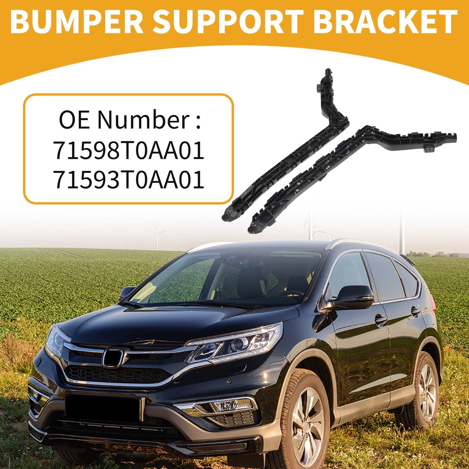 Set of 2 Rear Bumper Support Brackets for Honda CR-V (2012–2014) Black