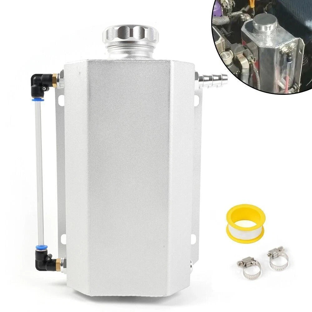 2L Universal Aluminum Radiator Coolant Overflow Tank