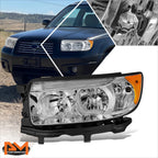Driver Left Side Chrome/Amber Headlight Lamp for Subaru Forester (2006–2008)