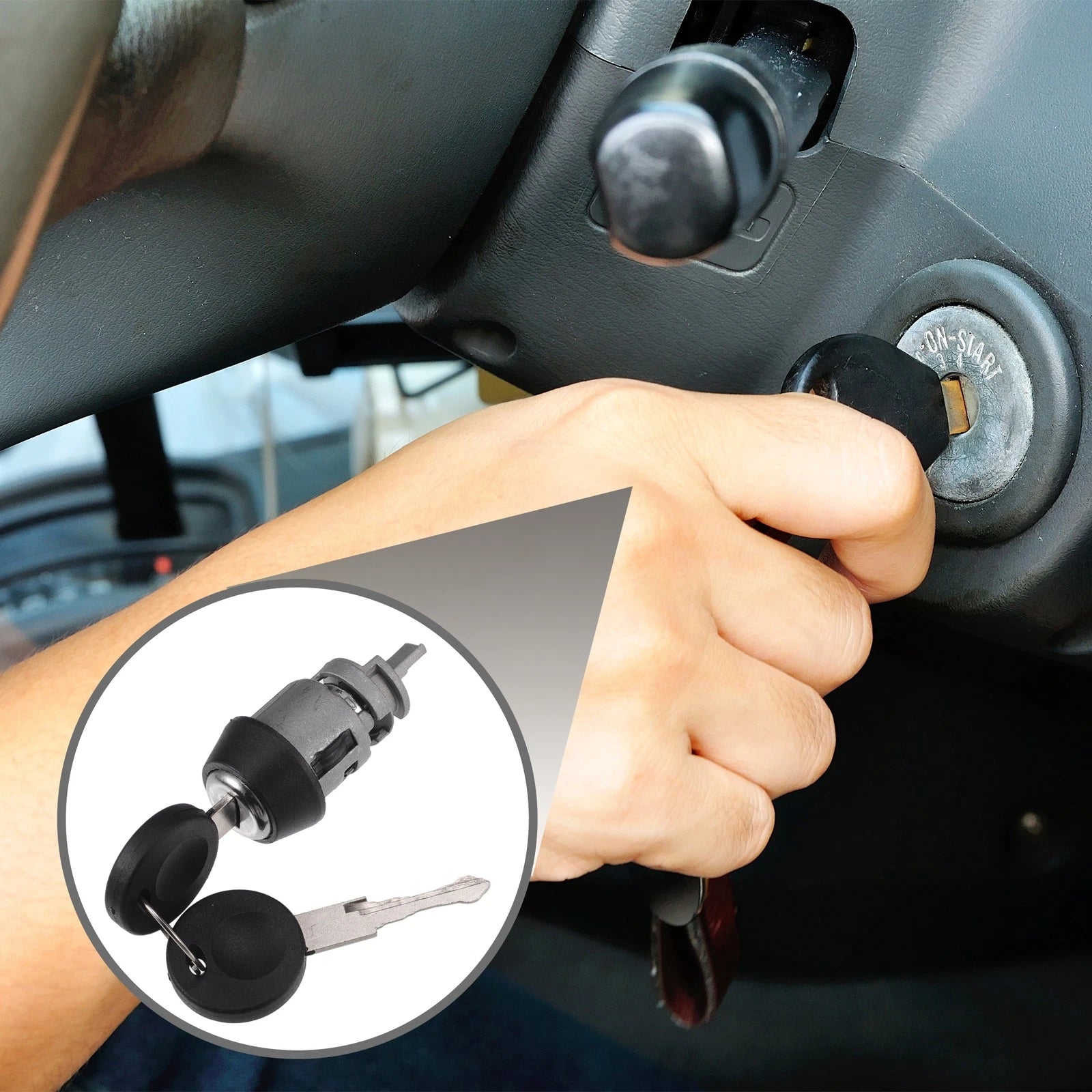 Ignition Starter Switch Lock Cylinder w/ Keys No. 211905855C for Volkswagen (1 Set)