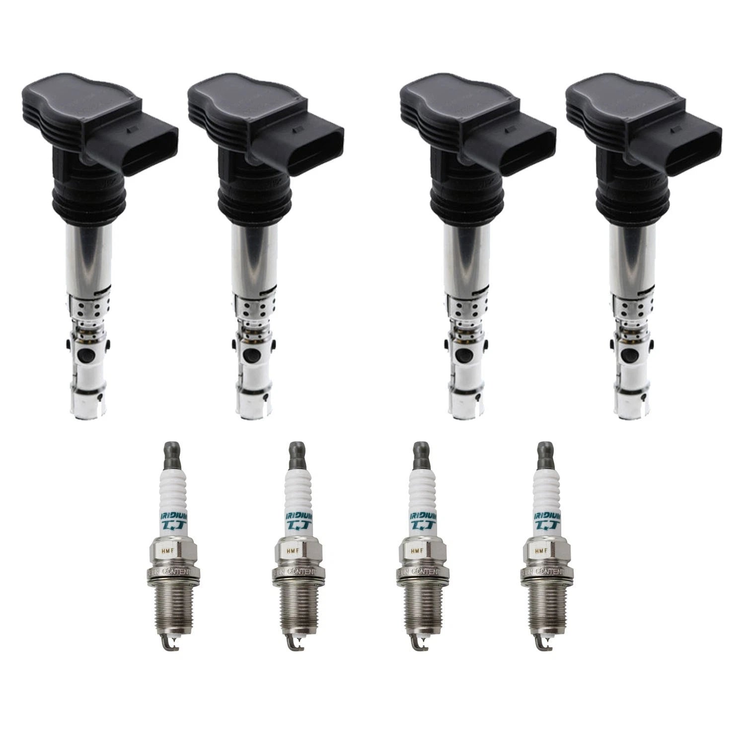 Set of 4 Ignition Coils & Denso Iridium TT Spark Plugs for Audi A4 TT Golf Beetle (2000–2023)