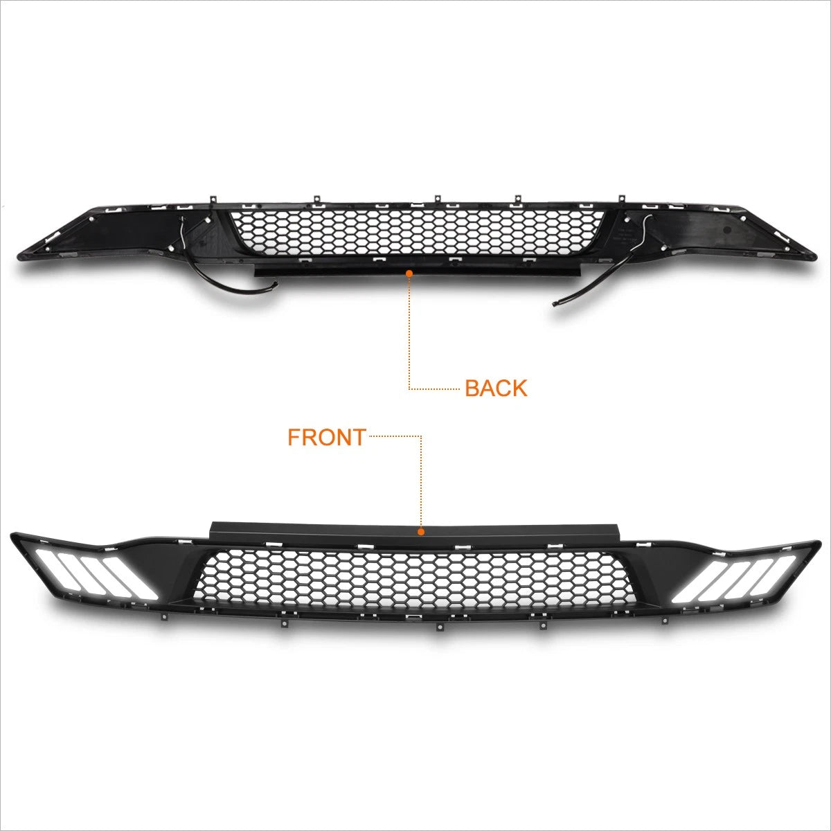 Honeycomb Front Lower Bumper Grille w/LED Light for Ford Mustang (2018–2019)