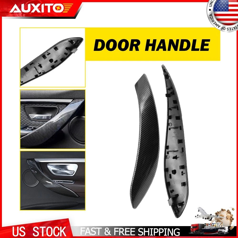 2X Carbon Fiber Door Pull Handle Cover Trim for BMW 3 Series F30 F31 (2013–2018)