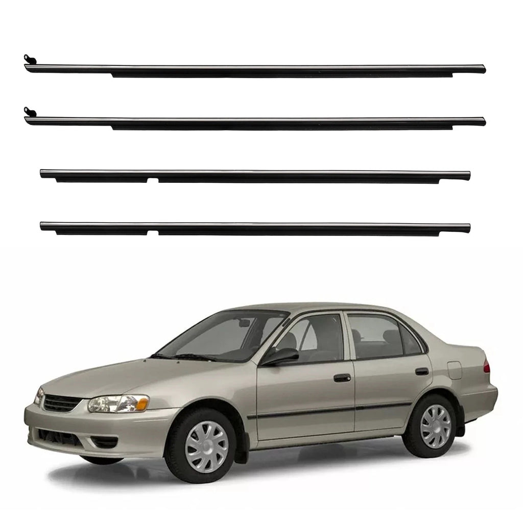 Set of 4 Door Outer Window Moulding Weatherstrip Seals for Toyota Corolla