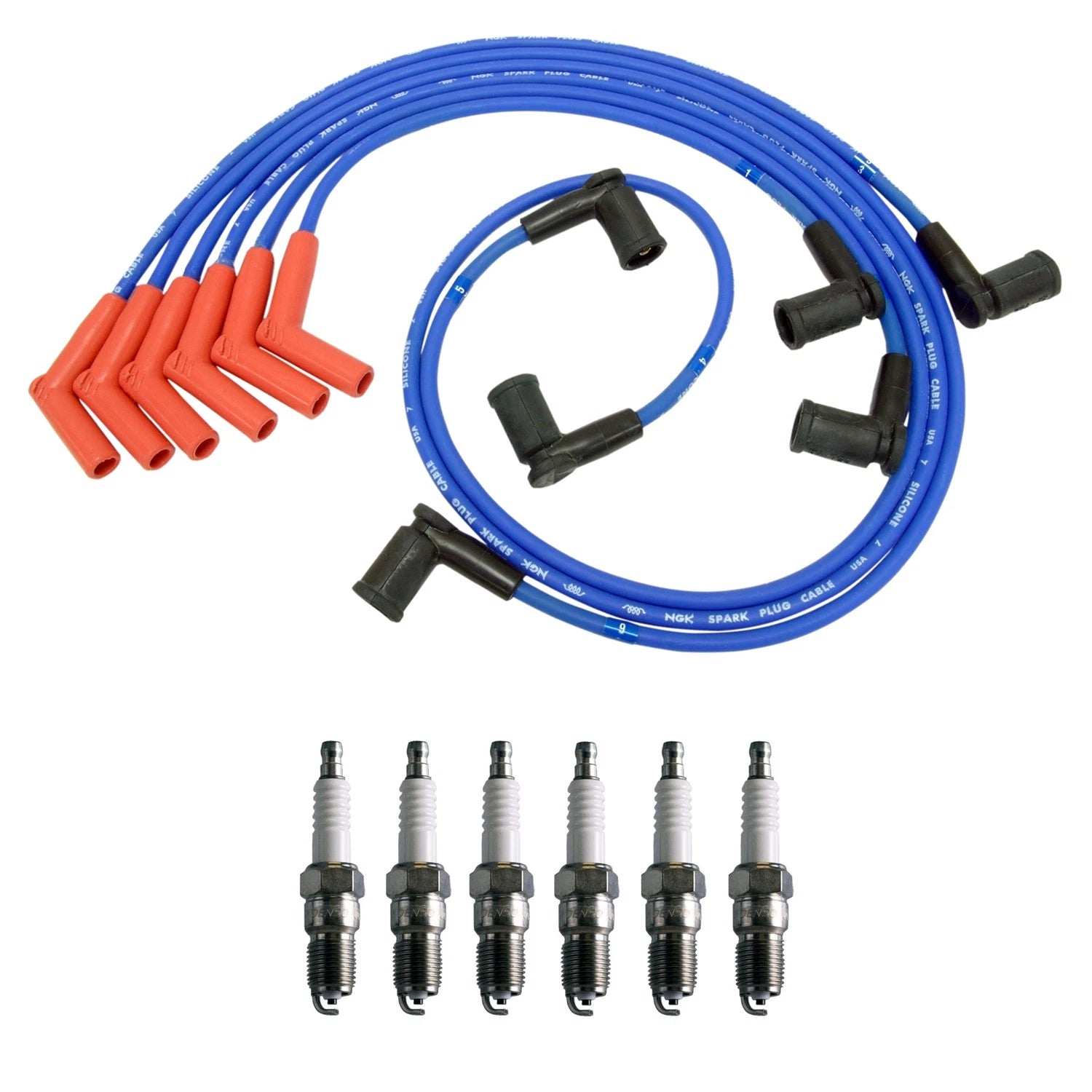 NGK 8mm Wire Set & Denso Spark Plug Kit for Ford Ranger, Mazda B3000 (1998–2005)