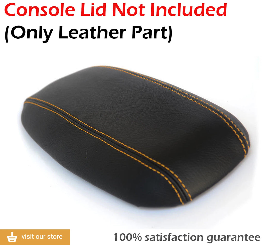 Console Armrest Cover for Ford Mustang (1994–2004) - PVC Leather, Yellow Stitch