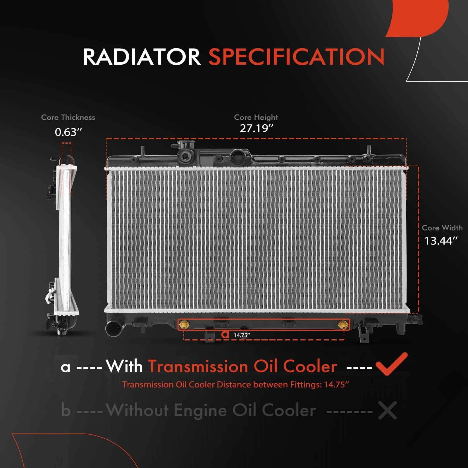 Radiator for Subaru Impreza (2002–2007) with Filler Neck