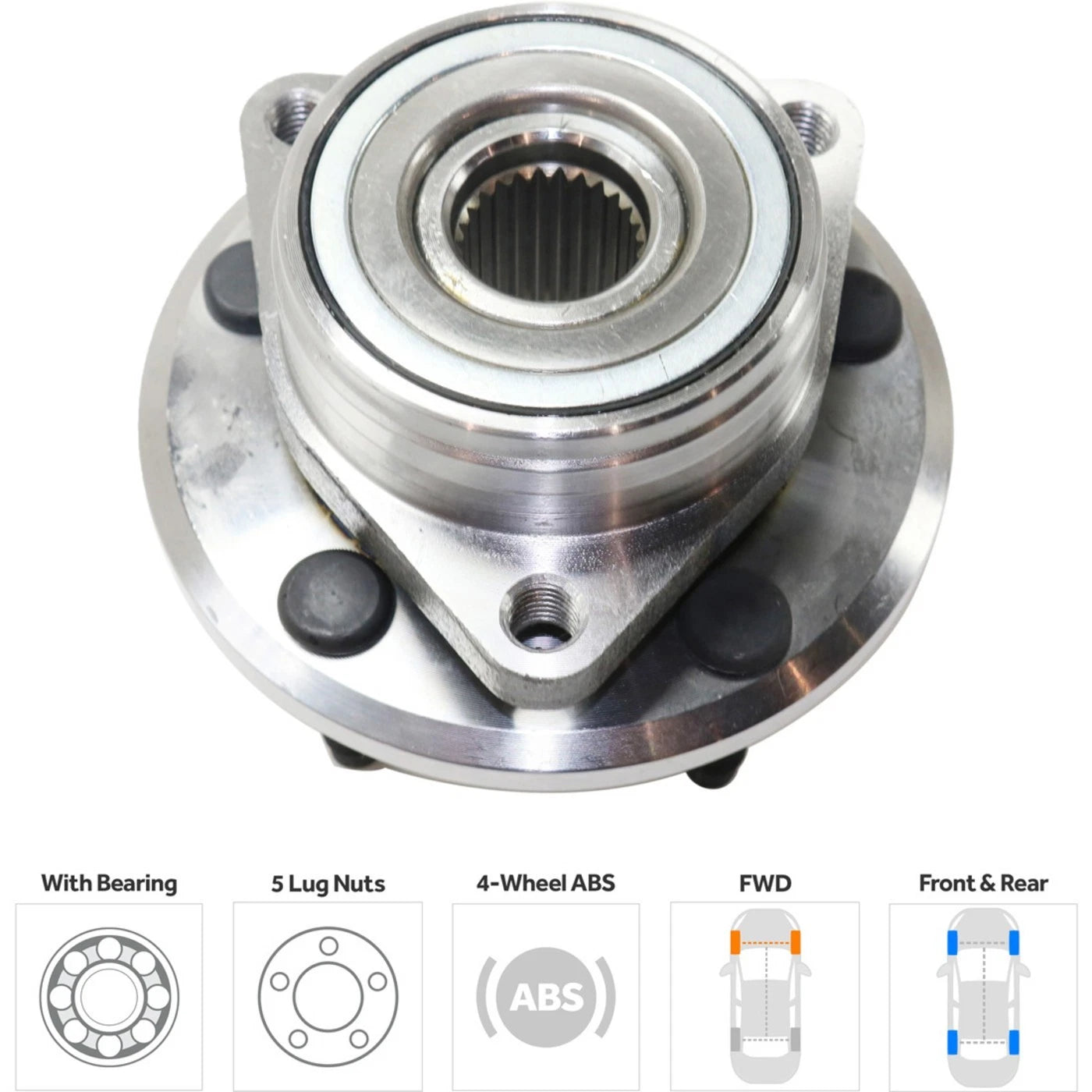 Set of 4 Wheel Hubs for 4-Wheel ABS Vehicles