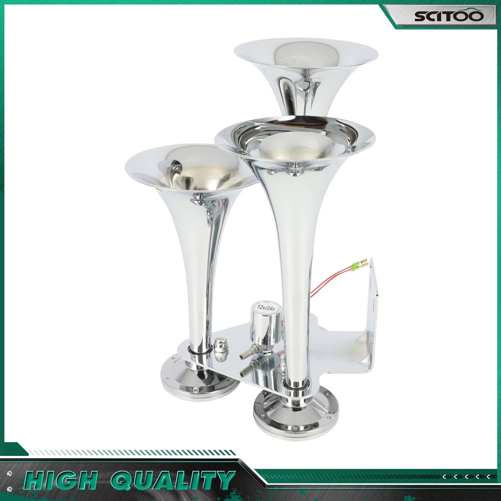 3 Trumpet Train Horn Kit for Truck Van Car Boat (Electric Air Horn 152DB)