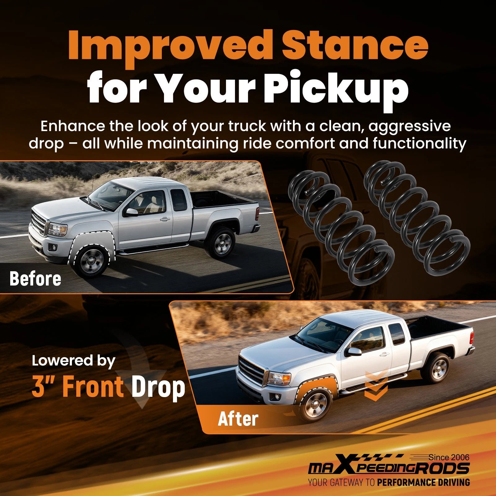 3 Inch Drop Front Springs for Chevy Colorado (2004-2012) 2WD Performance Kit