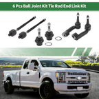6 Pcs Front Suspension Kit Inner Outer Tie Rod Ends for Ford Expedition 