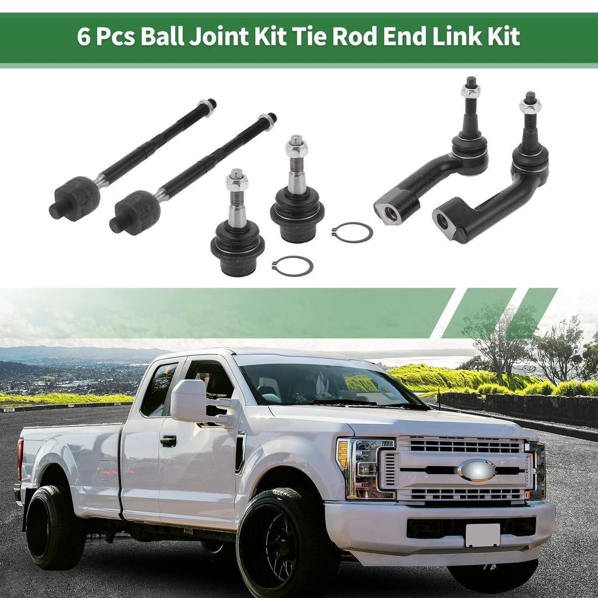 6 Pcs Front Suspension Kit Inner Outer Tie Rod Ends for Ford Expedition 
