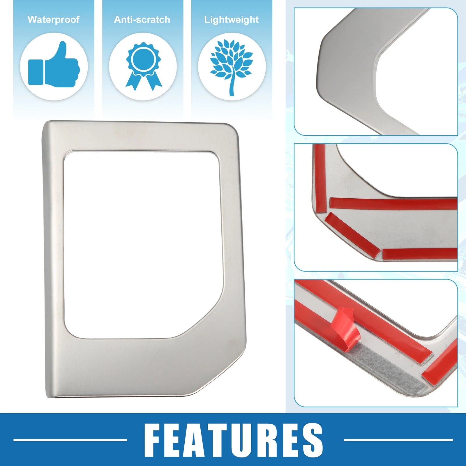 Gear Shift Frame Trim Sticker Panel Cover for Toyota Tundra (2014–2021) Silver Tone